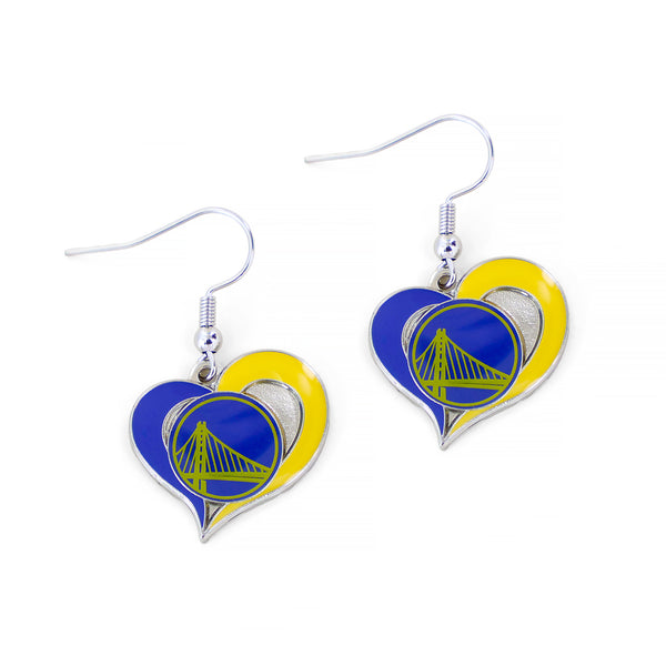 WARRIORS SWIRL HEART EARRINGS