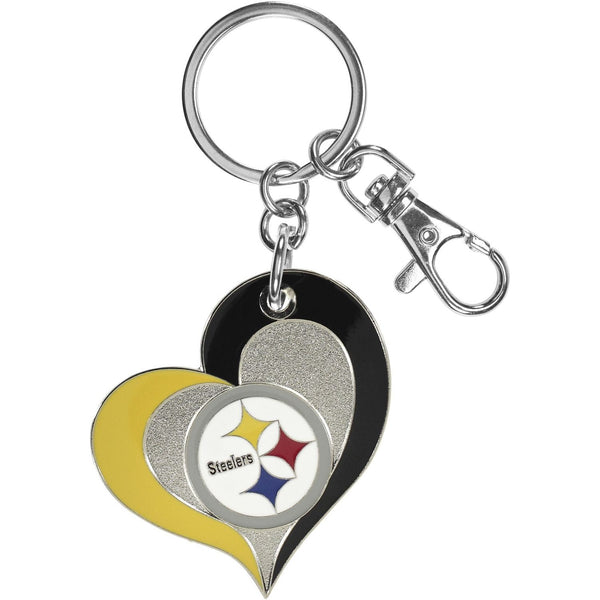 STEELERS SWIRL HEART KEYCHAIN