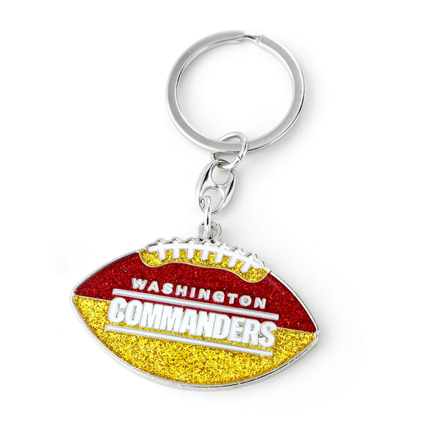 COMMANDERS GLITTER FOOTBALL KEYCHAIN