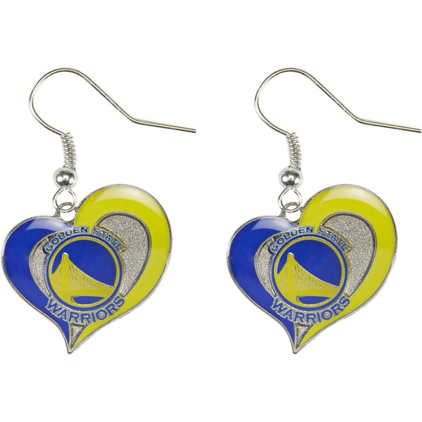 WARRIORS SWIRL HEART EARRINGS