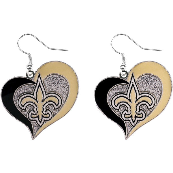 SAINTS SWIRL HEART EARRINGS