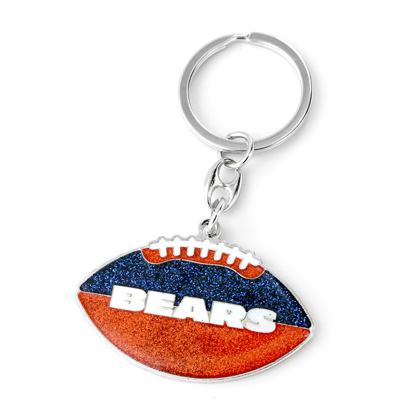 BEARS GLITTER FOOTBALL KEYCHAIN