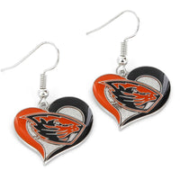 OREGON STATE (BEAVER HEAD) SWIRL HEART EARRINGS