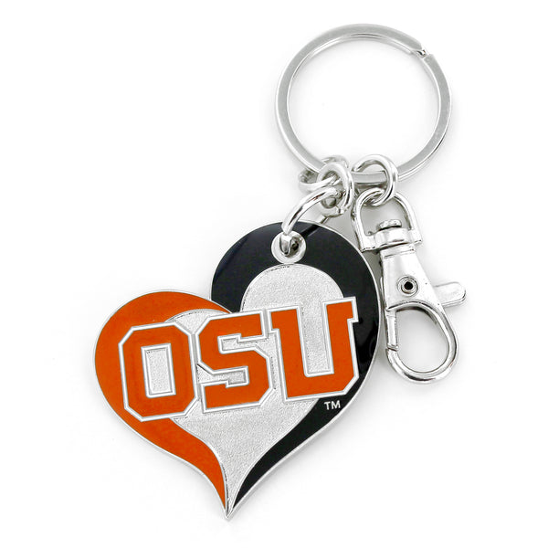 OREGON STATE SWIRL HEART KEYCHAIN