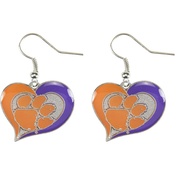 CLEMSON SWIRL HEART EARRINGS