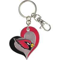 CARDINALS SWIRL HEART KEYCHAIN