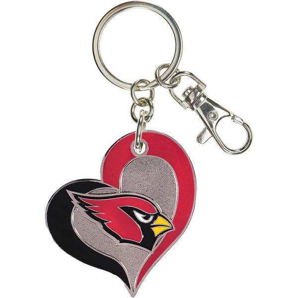 CARDINALS SWIRL HEART KEYCHAIN