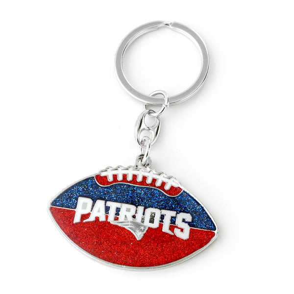 PATRIOTS GLITTER FOOTBALL KEYCHAIN