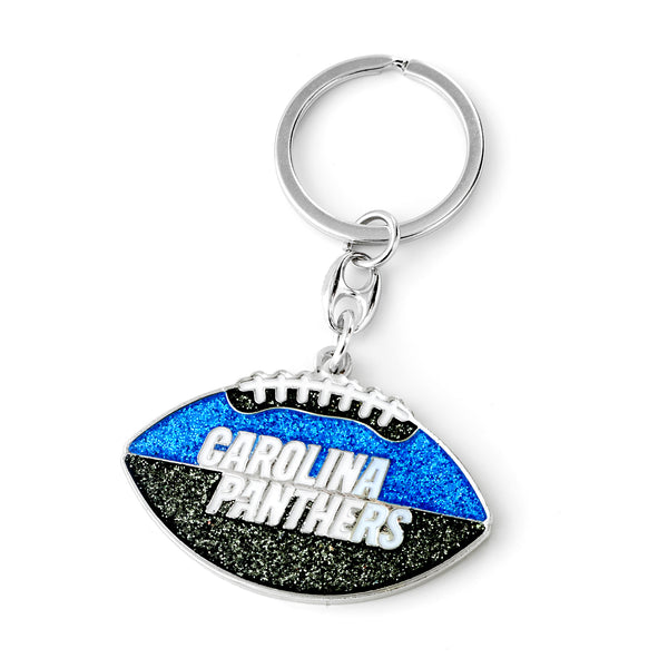 PANTHERS GLITTER FOOTBALL KEYCHAIN