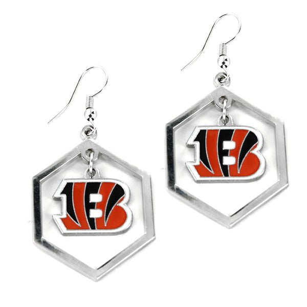 BENGALS HEXAGON CUTOUT EARRING