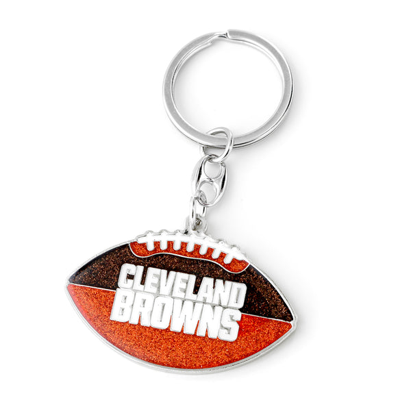 BROWNS GLITTER FOOTBALL KEYCHAIN
