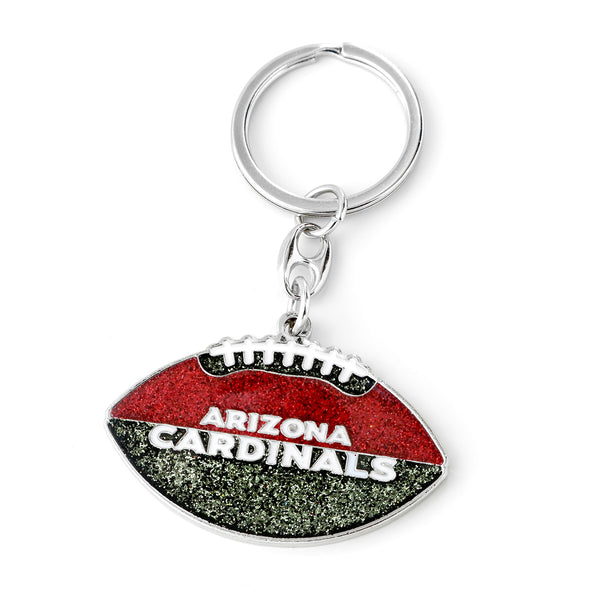 CARDINALS GLITTER FOOTBALL KEYCHAIN