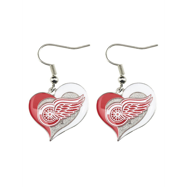 RED WINGS SWIRL HEART EARRINGS