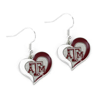 TEXAS A&M HEART SWIRL HEART EARRINGS