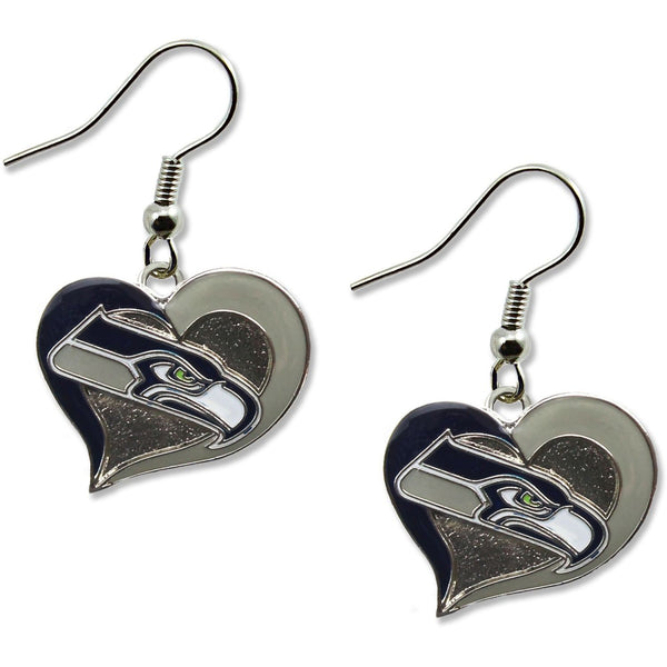 SEAHAWKS SWIRL HEART EARRINGS