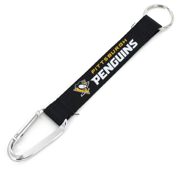 PENGUINS (BLACK) CARABINER LANYARD KEYCHAIN