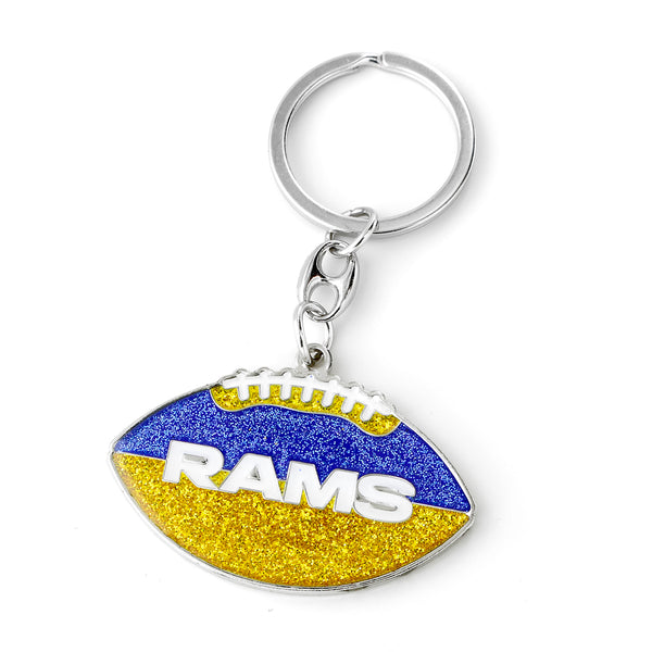 RAMS GLITTER FOOTBALL KEYCHAIN