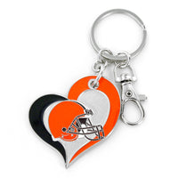 BROWNS SWIRL HEART KEYCHAIN