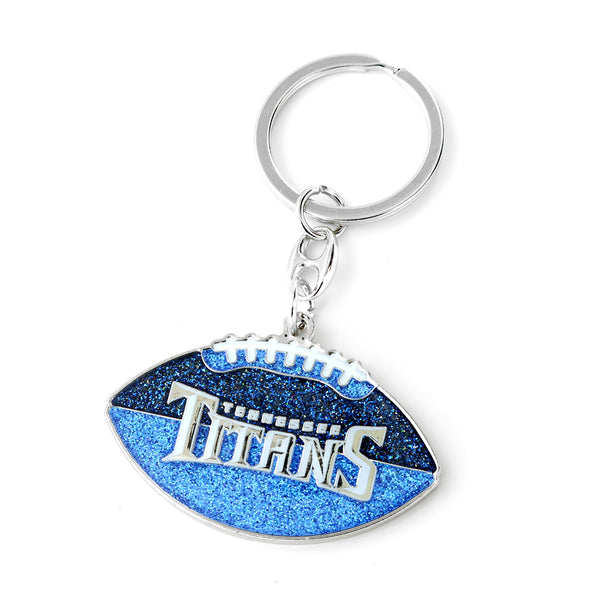 TITANS GLITTER FOOTBALL KEYCHAIN