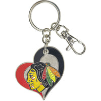 BLACKHAWKS SWIRL HEART KEYCHAIN
