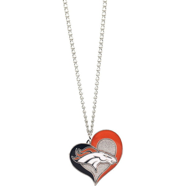 BRONCOS SWIRL HEART NECKLACE