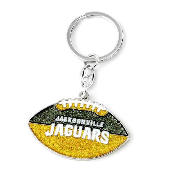 JAGUARS GLITTER FOOTBALL KEYCHAIN