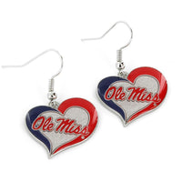 OLE MISS SWIRL HEART EARRINGS