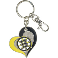BRUINS SWIRL HEART KEYCHAIN