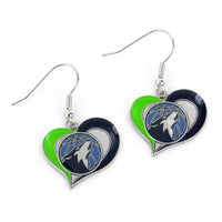 TIMBERWOLVES SWIRL HEART EARRINGS