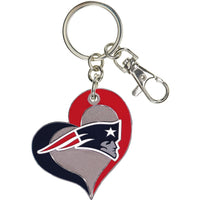 PATRIOTS SWIRL HEART KEYCHAIN