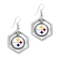 STEELERS HEXAGON CUTOUT EARRING