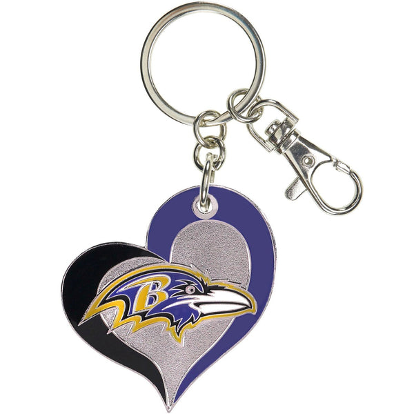 RAVENS SWIRL HEART KEYCHAIN