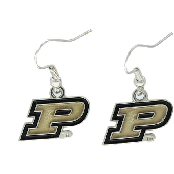 PURDUE "P" COLLEGE DANGLER EARRINGS