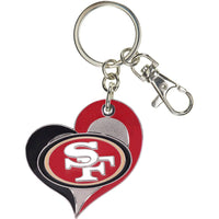 49ERS SWIRL HEART KEYCHAIN