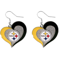 STEELERS SWIRL HEART EARRINGS