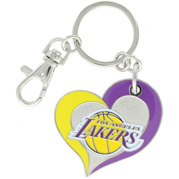 LAKERS SWIRL HEART KEYCHAIN