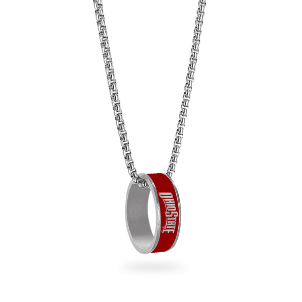 OHIO STATE (SILVER) FASHION RING PENDANT NECKLACE