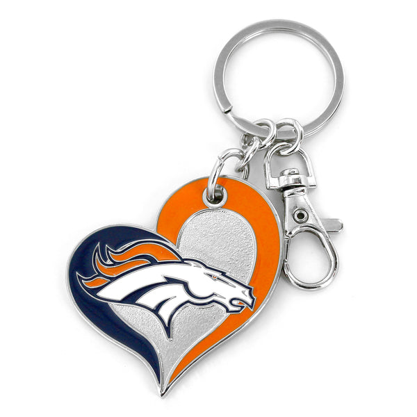 BRONCOS SWIRL HEART KEYCHAIN