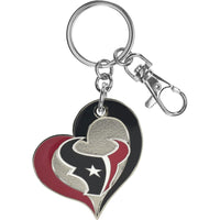 TEXANS SWIRL HEART KEYCHAIN