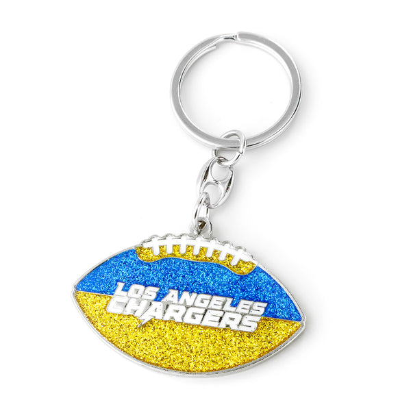 CHARGERS GLITTER FOOTBALL KEYCHAIN