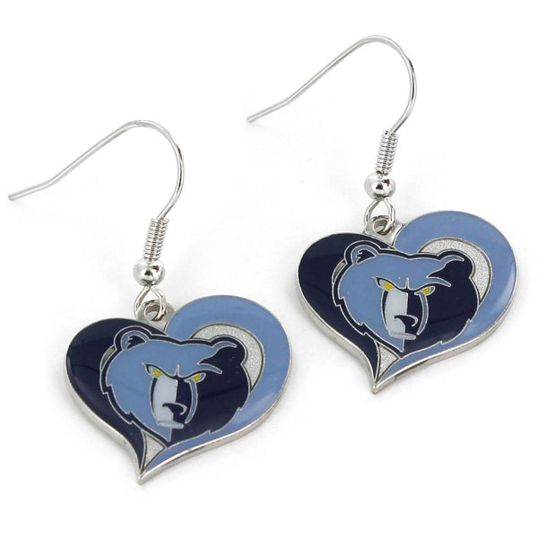 GRIZZLIES SWIRL HEART EARRINGS