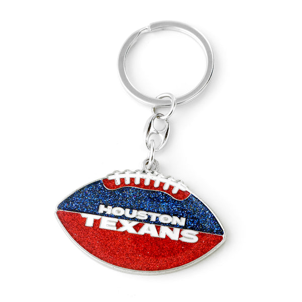 TEXANS GLITTER FOOTBALL KEYCHAIN