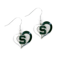 MICHIGAN STATE SWIRL HEART EARRINGS