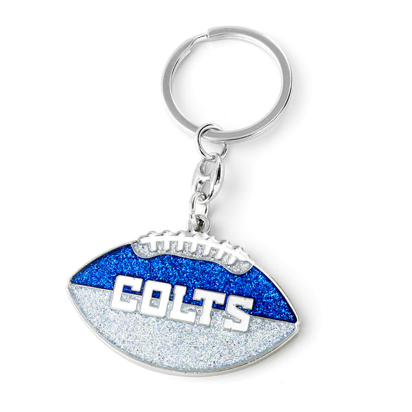 COLTS GLITTER FOOTBALL KEYCHAIN