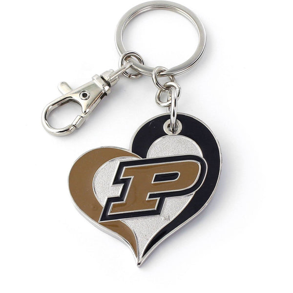 PURDUE SWIRL HEART KEYCHAIN