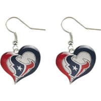 TEXANS SWIRL HEART EARRINGS