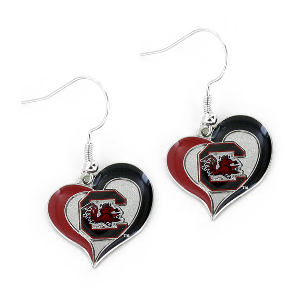 SOUTH CAROLINA SWIRL HEART EARRINGS