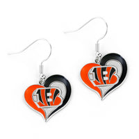 BENGALS SWIRL HEART EARRINGS