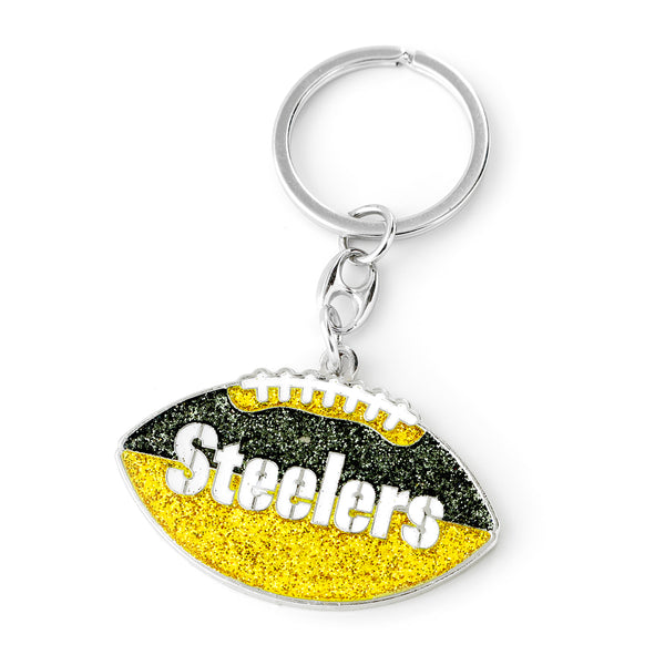 STEELERS GLITTER FOOTBALL KEYCHAIN