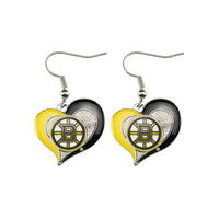 BRUINS SWIRL HEART EARRINGS
